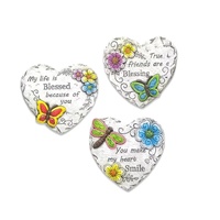 Set 3 Blessings on Concrete Heart Assort 25cm
