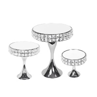 Set 3 Diamond Style Mirror Cake Stand 39cm