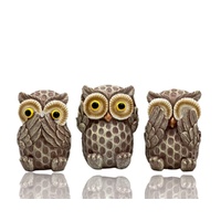 Set 3 See No Evil Owl Cement Statues 10cm
