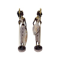 Set 2 African Warrior Statue 2 Assorted 8x33cm