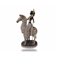 Polyresln African Warrior On Zebra 17x33cm