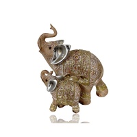 Polyresln Mehndi Design Elephant Mum & Baby Ornament 16x19cm