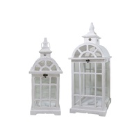 Set 2 Wooden Lantern w Metal Roof 67cm