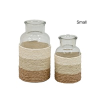 bulk 24 Paper Rope Glass Jar 12cm