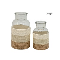 bulk 24 Paper Rope Glass Jar 16cm