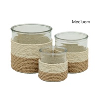 bulk 24 Paper Rope Glass Jar 10cm