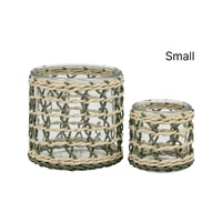 bulk 24 Forest Green Paper Rope Glass Jar 8cm