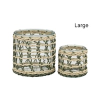 bulk 12 Forest Green Paper Rope Glass Jar 12cm
