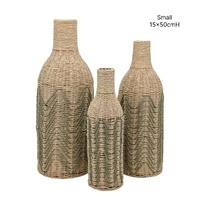 bulk 6 Forest Green Paper Rope Glass Jar 50cm