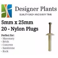 5mm x 25mm Nylon Plug (Masonry Surfaces) - 20 Pieces