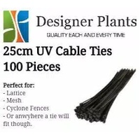 25cm UV Cable ties (wire, mesh or surfaces with holes) - 100 Pack