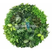 Artificial Green Wall Disc Art 150cm Mixed Ivy and Philodendron (Onyx Black)