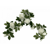 Flowering White Artificial Rose Garland 190cm