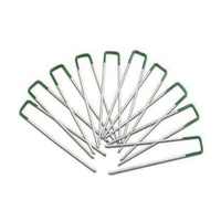 Artificial Grass Roll Pegs / Fake Grass Galvanized Metal Pegs with Green Top 10 Pieces