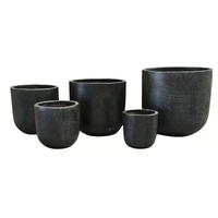 Modern Black Rounded Terrazzo Planters Set of 5 Bulk Savings