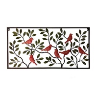 Colour Birds Leaves Metal Wall Art 90cm