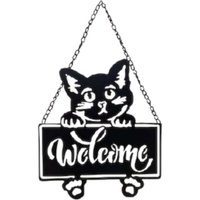 Welcome Cat Metal Sign 27x33cm