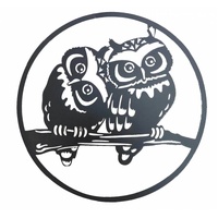 Round Owl Metal Wall Art 60cm
