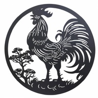 Round Rooster Metal Wall Art 98cm