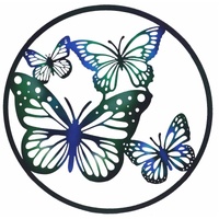 Round Butterfly Quad Metal Wall Art 60cm