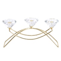 Gold Metal Diamond Shape Tealight Candle Holder Lantern 26cm