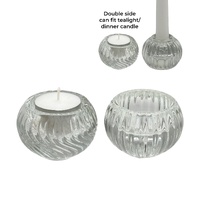 bulk 36 Clear Patterned Glass Candle Holder 2 Assorted 6x4cm