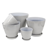 bulk 24 Brush Glazed Planter w Drainage Tray 25cm