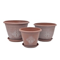 bulk 24 Patterned Plastic Garden Pot & Saucer Small Size 25x19cm