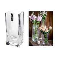 bulk 12 Glass Decorative Square Vase 20cm