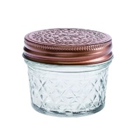 bulk 48 Diamond Look Glass Jar w Gold Lid Canister 7cm