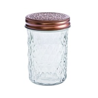 bulk 24 Medium Diamond Look Glass Jar w Rose Gold Lid 10cm