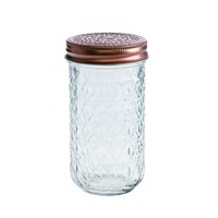 bulk 24 Large Diamond Look Glass Jar w Rose Gold Lid 13cm