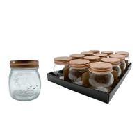 bulk 36 Glass Jar w Metal Lid 260ml Canister 9cm