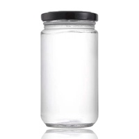 bulk 24 Glass Jar Round w Black Lid 1lt Canister 19cm