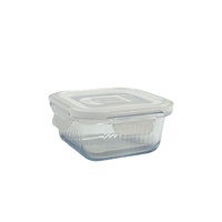 bulk 24 Borosilicate Glass Container W Lid Square 320ml 12x7cm