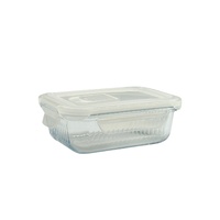 bulk 24 Borosilicate Glass Container W Lid Rect 370ml 15x6cm