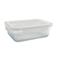 bulk 12 Borosilicate Glass Container W Lid Rect 1520ml 23x8cm