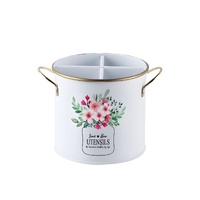 bulk 6 Meadow Bouquet Metal Utensil Holder 18x13cm