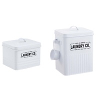 Set 2 Metal Laundry Powder Storage Buckets 18x25cm