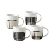 bulk 24 Tartan New Bone China Mug 360ml 4 Assorted