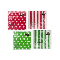 bulk 960 Red & Green Dots Stripes 2ply Napkin 33cm