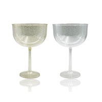 bulk 24 Glitter Plastic Jumbo Wine Glass 1.38lt 16x23cm