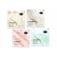 bulk 600 Foiled Marble 3ply Napkin 2 Asst 33cm