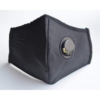 Adult Face Mask Black Reusable Adjustable w Breathing Valve 3Ply