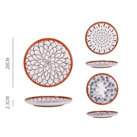 bulk 18 Oriental Special Glazed Round Plate Assort 20cm