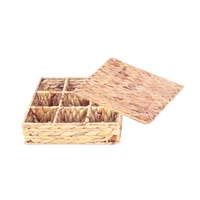 bulk 4 Natural Water Hyacinth Tea Box w Lid 24cm