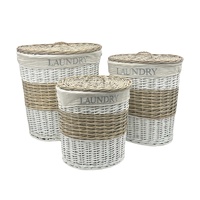 Set 3 Hampton Willow Round Laundry Basket 52x55cm