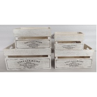 Set 4 Vintage Home Wood Crate White Wash 40x20cm