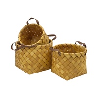 Set 3 Plywood Hand Woven Baskets 36cm, 30cm, 18cm
