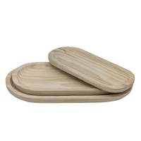 Set 3 Wood Oval Trays 45cm